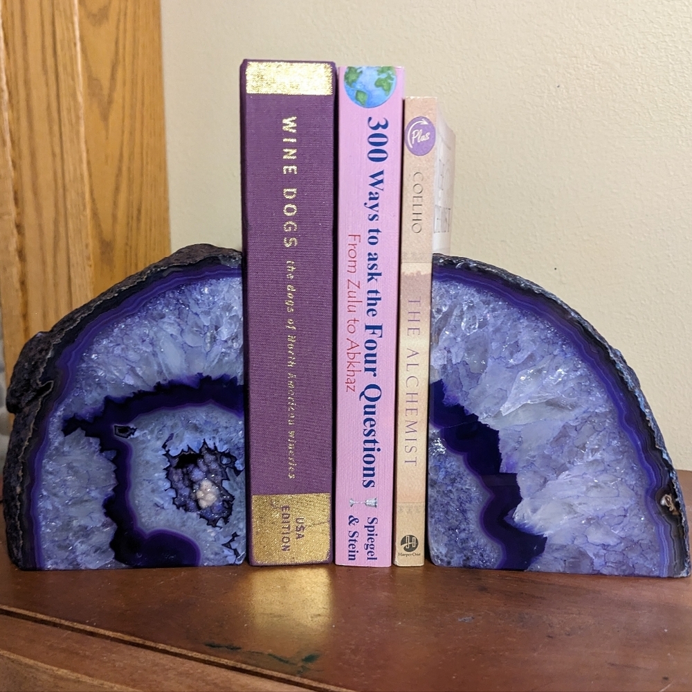 Purple Agate Geode Sections Bookends 2pcs, Large w/ Lots of Sparkly Druzy!​